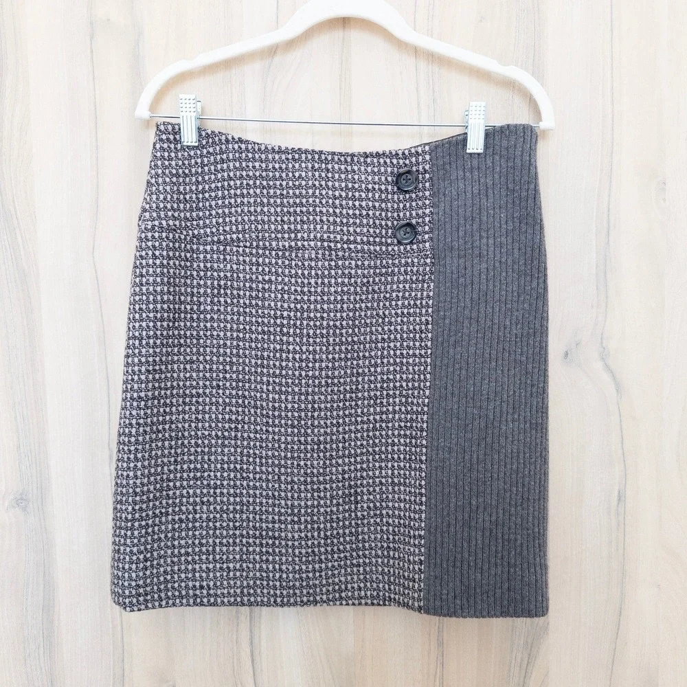 Sundance Houndstooth Wool Skirt Size 4 Brown Plaid Preppy Heritage Academia‎ 90s